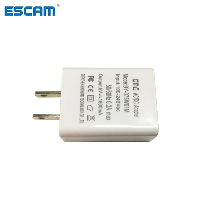 Adaptador de 110V-240V a 5V 2A AC DC, cargador de fuente de alimentación, enchufe UE EE. UU., uso con cable USB para cámara CCTV, seguridad IPC, ESCAM