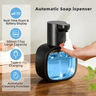Nuevo Dispensador automático de jabón montado en la pared, lavadora de manos inteligente de espuma, Sensor de inducción de baño recargable líquido de 500ml