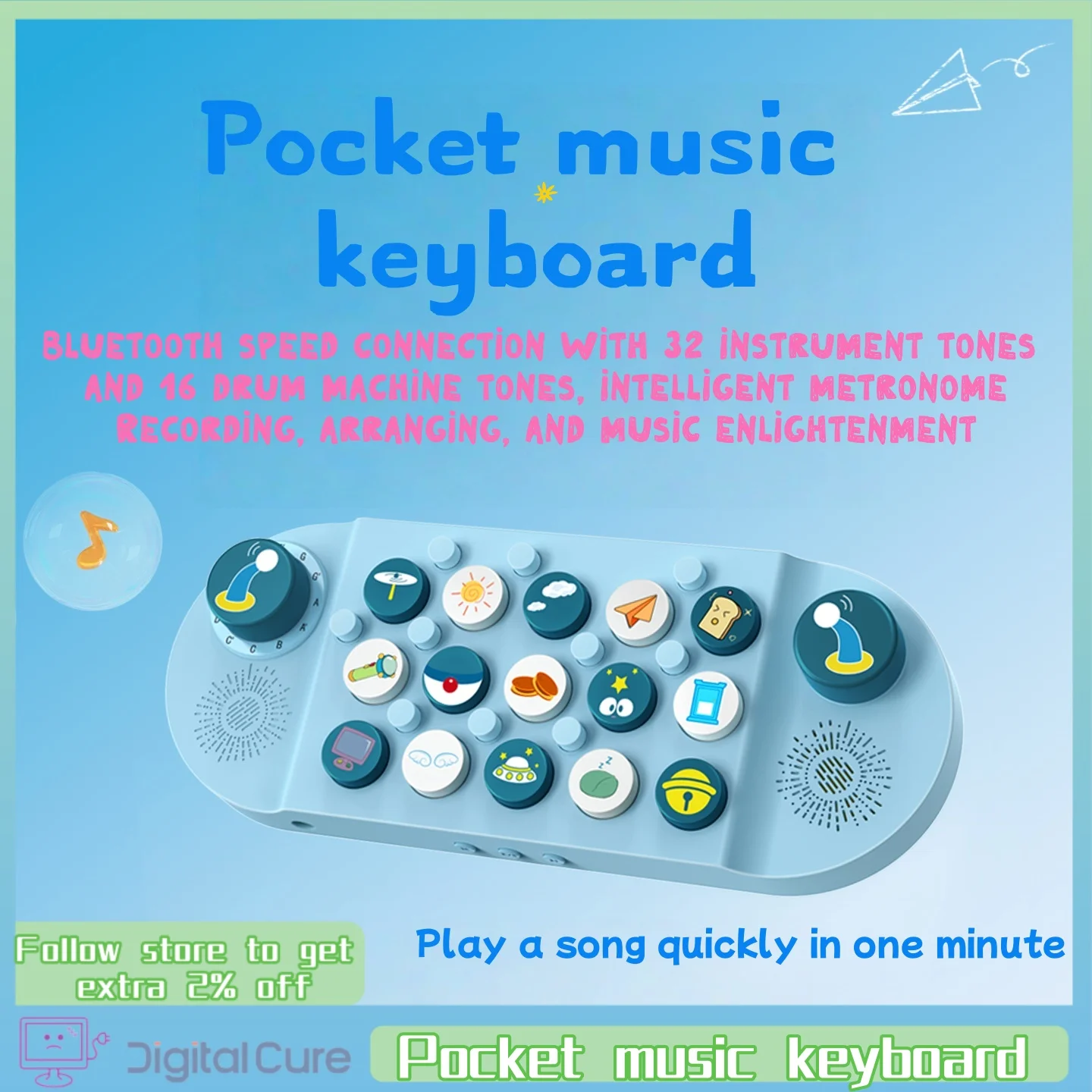 Teclado de música de bolsillo, periféricos de juego de dibujos animados, encuentro, teclado electrónico, aprender a jugar, cantar, MIDI, juguete para niños, instrumentos musicales