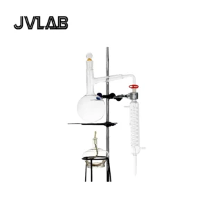 Kit de destilación de aceites esenciales de 500 ml Juego de cristalería de borosilicato con soporte de hierro Condensador Uso en laboratorio doméstico JVLAB (sin alcohol)