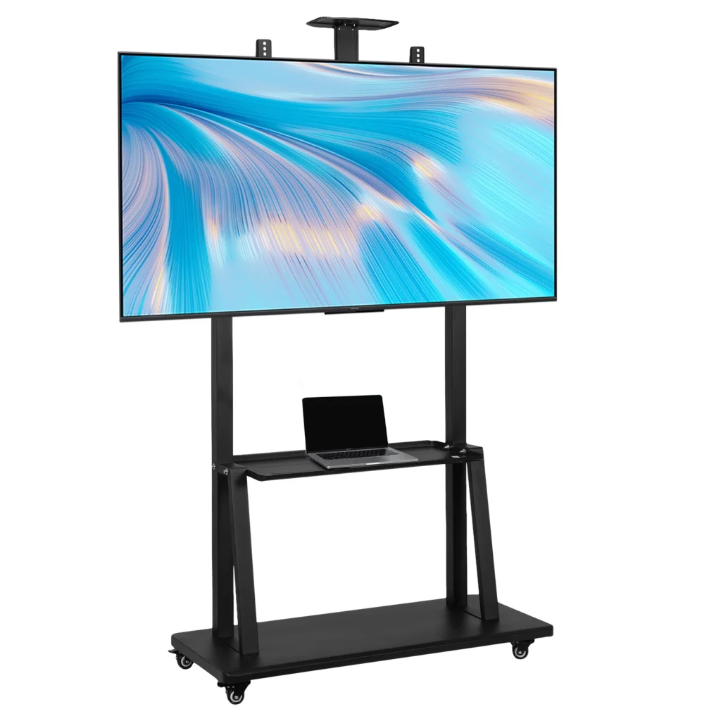 Soporte de pie Universal para TV, soporte móvil para TV de altura ajustable, carrito móvil para conferencias y TV para sala de estar/oficina/exterior