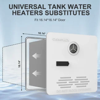 Calentador de agua CAMPLUX RV 65.000 BTU RS264 RV Calentadores de agua sin tanque Máximo 3,9 GPM bajo demanda con control remoto y puerta blanca para RV