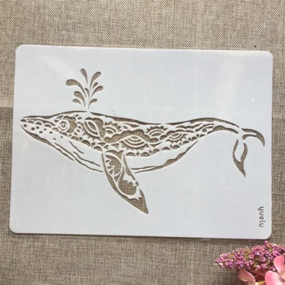 A4 29x21cm dibujo a mano ballena agua Spray DIY capas plantilla para pintura libro de recortes colorear relieve álbum plantilla decorativa