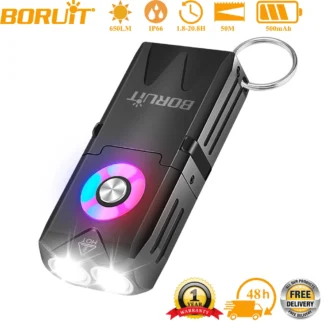 BORUiT EV25 650LM EDC linterna LED tipo C recargable 500mAh RGB luz de trabajo antorcha con imán linterna de bolsillo para acampar
