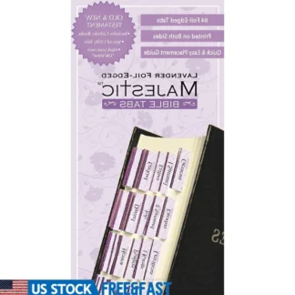 Pestañas bíblicas autoadhesivas, pestañas permanentes precortadas, fácil marcado de páginas, guía de estudio, bordes de lámina de lavanda, instrucciones de doble cara