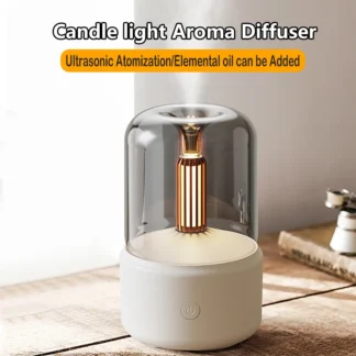 Mini difusor de Aroma con luz de velas, humidificador de aire USB, luz nocturna de aceite esencial, generador de niebla fría, pulverizador para regalo para el hogar