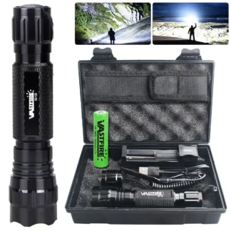 Linterna LED de alto lúmenes, linterna de luz púrpura UV verde, roja, blanca, antorcha multifuncional superbrillante con caja de batería 18650