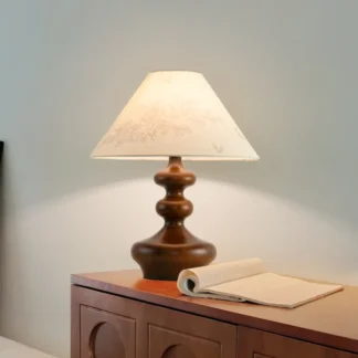Lámpara de mesa de madera Vintage estilo Medieval Wabi Sabi, LED para estudio, casa de familia, dormitorio, mesita de noche, tela, iluminación de ambiente Retro, luz de escritorio