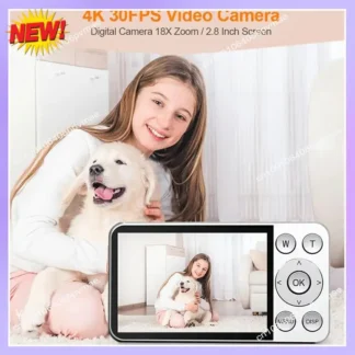 Cámara Digital CCD T24C 4K 20MP con cámara de vídeo compacta con enfoque automático Zoom 18X tarjeta antivibración de 32GB para estudiantes y niños
