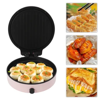 Máquina para hacer Pizza de aleación de aluminio de 32x8cm, parrilla eléctrica para encimera rosa/negra de 110V para cocinas domésticas, fiestas