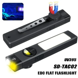 Linterna multifuncional COB + LED con luz 395UV, linterna de carga portátil con imán fuerte, lámpara de emergencia para acampar al aire libre