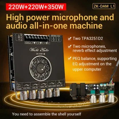 Placa amplificadora DC15-36V con Bluetooth, dispositivo integrado de 2,1 canales para micrófono de Canto de Karaoke de alta potencia, ZK-DAM-L1