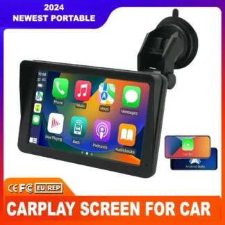 Estéreo inalámbrico para coche de 7 "con Apple Carplay y cámara de respaldo, pantalla táctil portátil, adaptador automático Android con sistema de navegación GPS