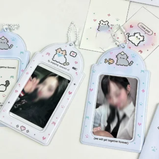 Funda protectora para tarjeta de identificación de papelería, llavero de 1 piezas, bolsa colgante, tarjetero de dibujos animados