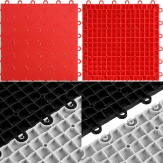 Azulejos de diamante rojos para piso de garaje de 12 x 12 pulgadas, juego de 50 piezas para uso en Speedway y taller