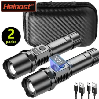 Linterna Led XHP100 de alta potencia, linterna retráctil recargable, Zoom Digital, luz de mano Usb para acampar, al aire libre y emergencias