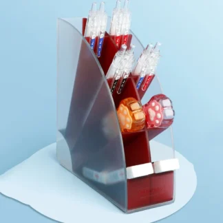 Caja de almacenamiento de bolígrafos de 8 rejillas de inserción inclinada, soporte de bolígrafo de 8 rejillas para ahorro de espacio, organizador de papelería de almacenamiento de gran capacidad