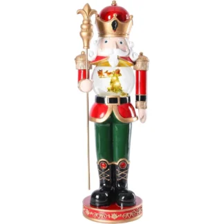 Soldado Cascanueces hecho a mano de 30 pulgadas de edición limitada con globo de nieve giratorio, decoración navideña para el hogar y la oficina