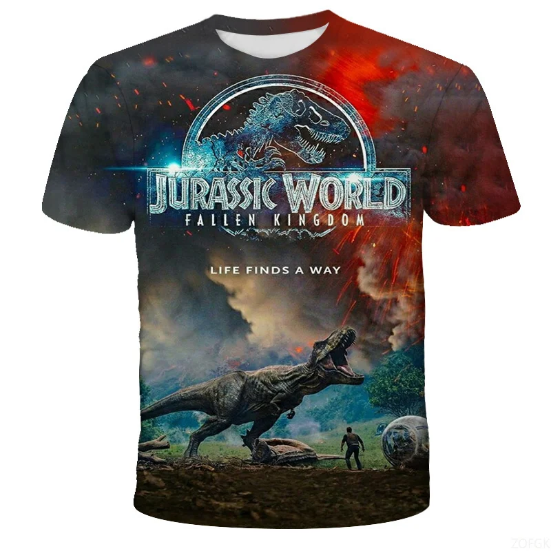 Nueva camiseta de dinosaurio Jurásico a la moda, camisa de verano 3d para hombres y niños, juego de dinosaurios clásico, moda urbana americana, camisetas de talla grande
