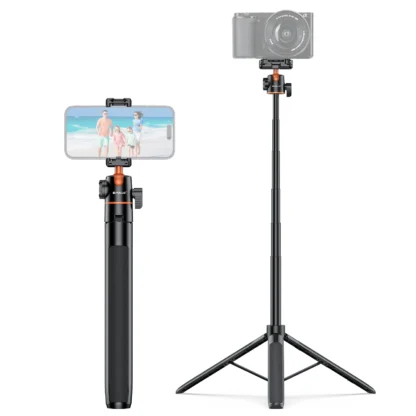 PULUZ-trípode para palo de Selfie para teléfono, 1,4 m, soporte para transmisión en vivo Vlog con Clip para teléfono y tornillo de 1/4 para trípode de cámara para teléfono inteligente