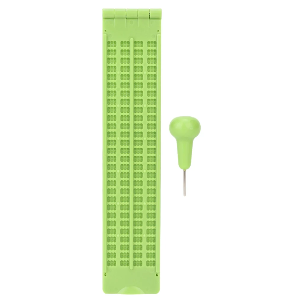 Plástico portátil 4 líneas 28 celdas Braille escritura pizarra y Braille herramienta de aprendizaje accesorio plástico Braille escritura