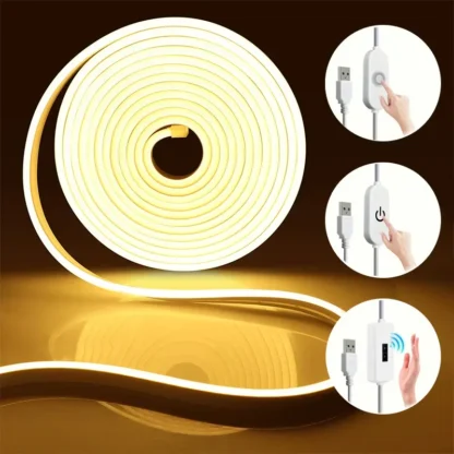 Tira de luces LED de neón USB 5V cuerda Flexible impermeable con interruptor de Sensor de movimiento decoración de habitación TV retroiluminación decoración de configuración de juegos