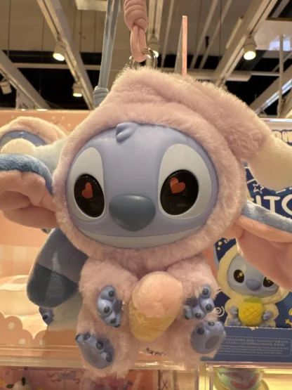 Stitch comiendo mientras durmiendo Pose juguete de peluche con material suave para decoración de escritorio y exhibición de colección