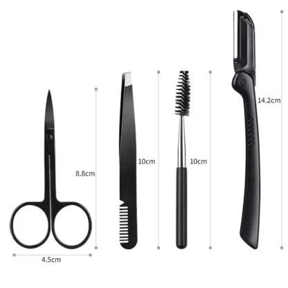 Tijera de acero inoxidable para depilación facial, utensilio para eliminar el vello con cepillo, peine, herramienta de maquillaje, maquinilla de afeitar, recortador de cejas, Kit, pinzas para cejas