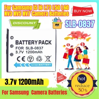 Batería de 3.7v 1200mAh SLB-0837 para baterías de cámara Samsung I5 I6 L73 L50 L60 NV3 NV5 NV7