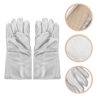 Guantes resistentes al calor, guantes de seguridad de alta temperatura con aislamiento ignífugo, capa de papel de aluminio, soldadura Industrial, 2 uds.