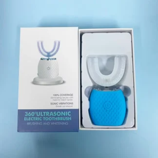 Cepillo de dientes doméstico en forma de U, cepillo de dientes eléctrico automático de silicona blanqueador ultrasónico de 360 grados para niños