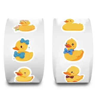 500 Uds. Rollo de pegatinas de grafiti de patito amarillo de dibujos animados, pegatinas clásicas para niños, teléfono, guitarra, monopatín, cuaderno decorativo