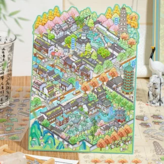 Amante de la tarjeta 4 Uds. Pegatinas de paisaje de la serie Suzhou City impermeable exquisito paisaje de jardín arte DIY decoración del hogar calcomanía de álbum de recortes