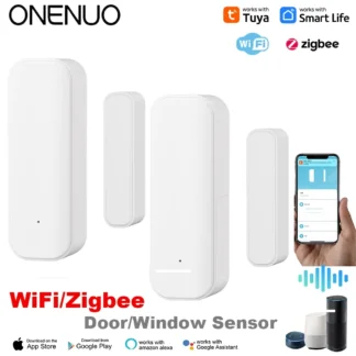 Tuya WiFi Zigbee Sensor de puerta y ventana con batería sistema de alarma de seguridad para el hogar inteligente Control por voz a través de Alexa Google Home Smart