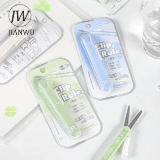 JIANWU-Regla de tijera multifuncional dos en uno, cuchillo de utilidad, herramienta de corte de Material para diario, suministros creativos para estudiantes, papelería