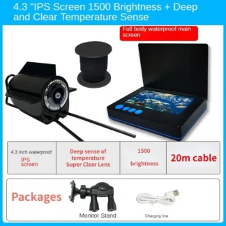 Cámara de detección de profundidad de temperatura HD, visión nocturna subacuática, 4,3/5 pulgadas, buscador de peces totalmente impermeable, sonda subacuática