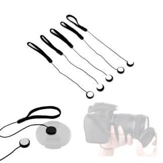 Cubierta de lente, cuerda antipérdida, tapa de lente, correa para muñeca de mano, correa para cámara, cordón para todos los soportes para cámara DSLR SLR, cuerda para colgar