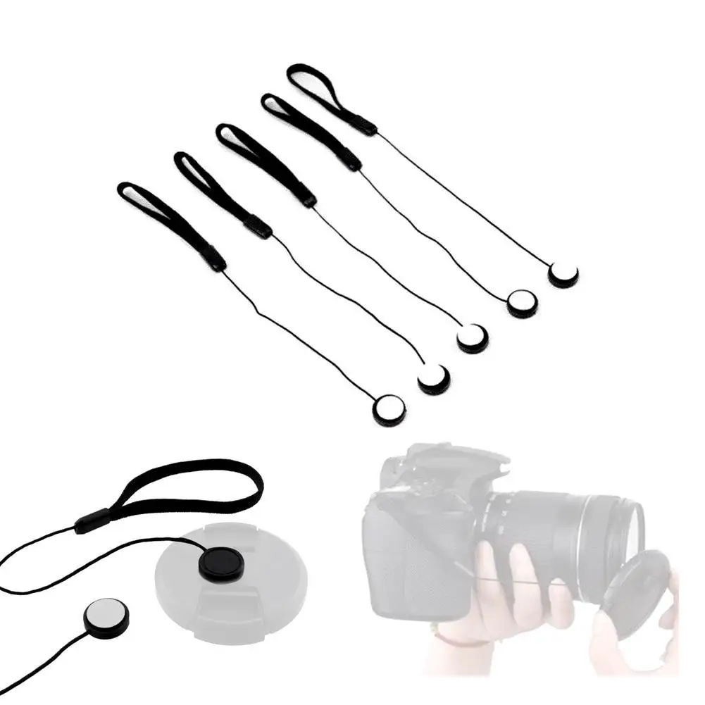 Cubierta de lente, cuerda antipérdida, tapa de lente, correa para muñeca de mano, correa para cámara, cordón para todos los soportes para cámara DSLR SLR, cuerda para colgar
