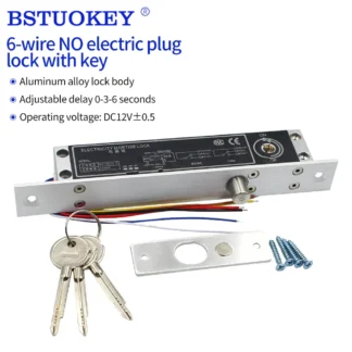 Llave de cilindro de bloqueo de perno muerto magnético eléctrico, cerradura de puerta de caída de 12V, con fallo de energía para Control de acceso