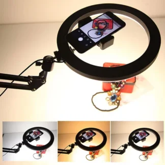 Bonito trípode superior con anillo de luz para teléfono móvil, mesa de grabación de vídeo de escritorio, tripa Horizontal para teléfono inteligente para Cook Fil