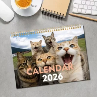 Calendario de gatos 2026 para amantes de los gatos, calendario de gatos divertidos, calendario de gatitos, calendarios mensuales para colgar en la pared, lindo y divertido gato mascota 2026