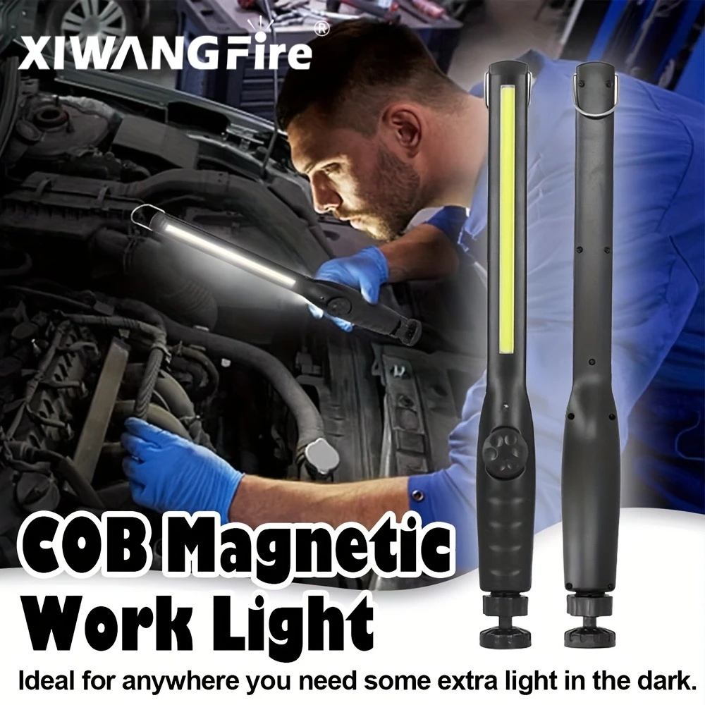 Luz LED de trabajo COB portátil, gancho de antorcha recargable por USB, luz de inspección portátil, reparación de automóviles, linterna de emergencia para garaje en casa