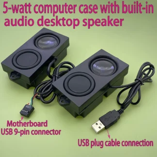 Caja de computadora de 5 vatios, altavoces de escritorio con sonido incorporado, altavoces con tarjeta de sonido USB, placa base, enchufe de 9 pines, subwoofer de línea de enchufe USB