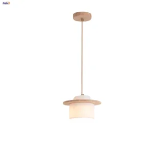 IWHD lámpara colgante LED de mármol blanco sala de estar comedor pasillo madera Natural nórdico moderno 2m alambre ajustable accesorios de iluminación colgantes