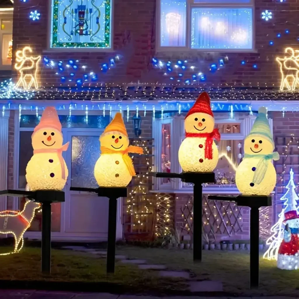 Luz LED Solar de muñeco de nieve para jardín, luz de estaca de tierra para exteriores, luces de camino de Navidad con energía Solar para decoración de patio de césped navideño