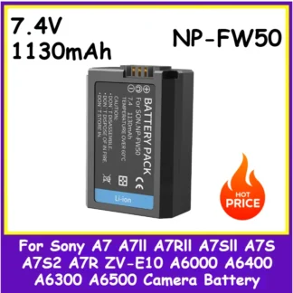 Nueva batería de cámara 7,4 V 1130mAh NP FW50 NP-FW50 para Sony A7 A7II A7RII A7SII A7S A7S2 A7R ZV-E10 A6000 A6400 A6300 A6500