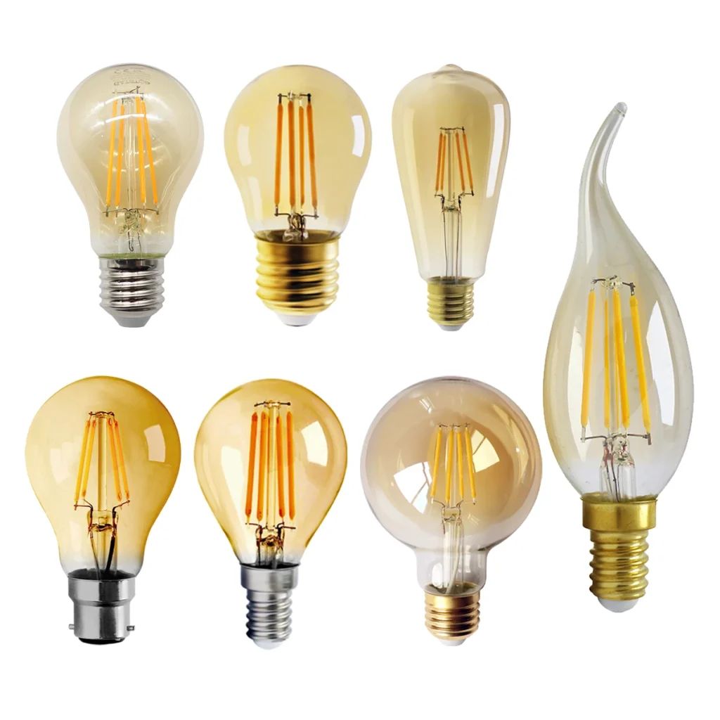 6 uds bombilla LED de filamento Retro Edison E27 E14 B22 2700K 4000K 220V A60 G45 C37 bombilla incandescente de ampolla Vintage lámpara Edison
