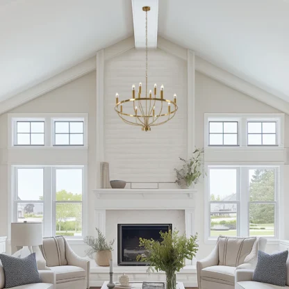 12 luces colgantes doradas con un diámetro de 100 cm - Sin fuente de luz, luces colgantes para restaurante, luces colgantes industriales