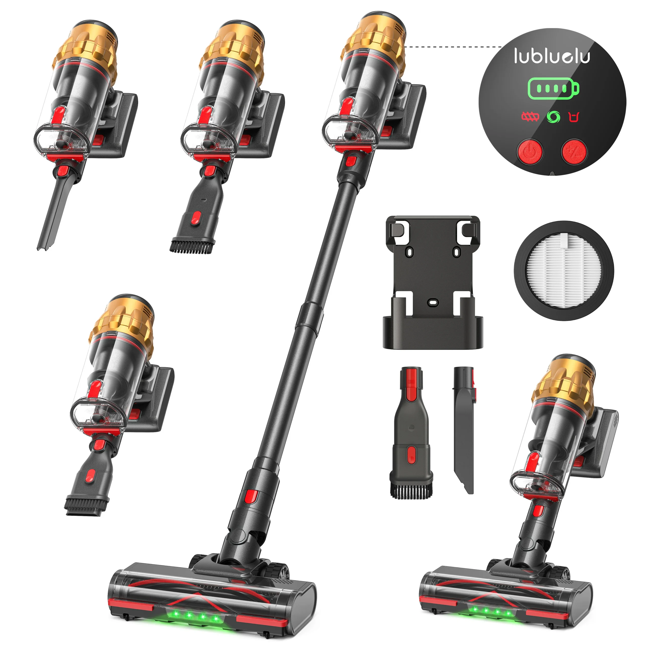 Lubluelu-aspiradora inalámbrica de 550W, 45KPa, Motor sin escobillas antienredos, aspirador de mano para alfombras de pelo de mascotas para el hogar