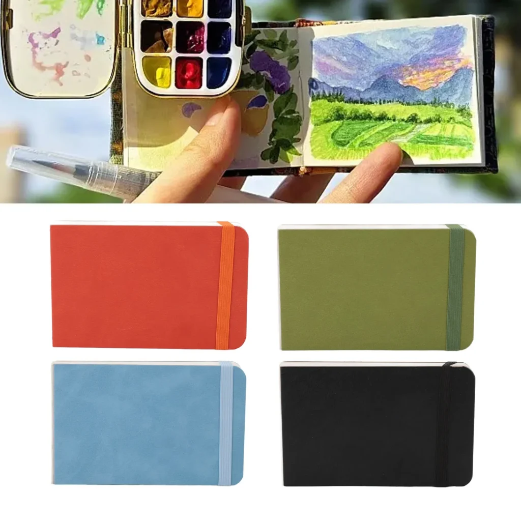 Cuaderno de bocetos de acuarela de 30 hojas, papel de acuarela portátil de 300GSM, libro diario de viaje, cuaderno de pintura de grano fino de 14X9cm